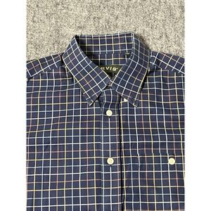 Orvis Shirt‎ Mens Large Blue Tattersall Plaid Flannel Soft All Cotton